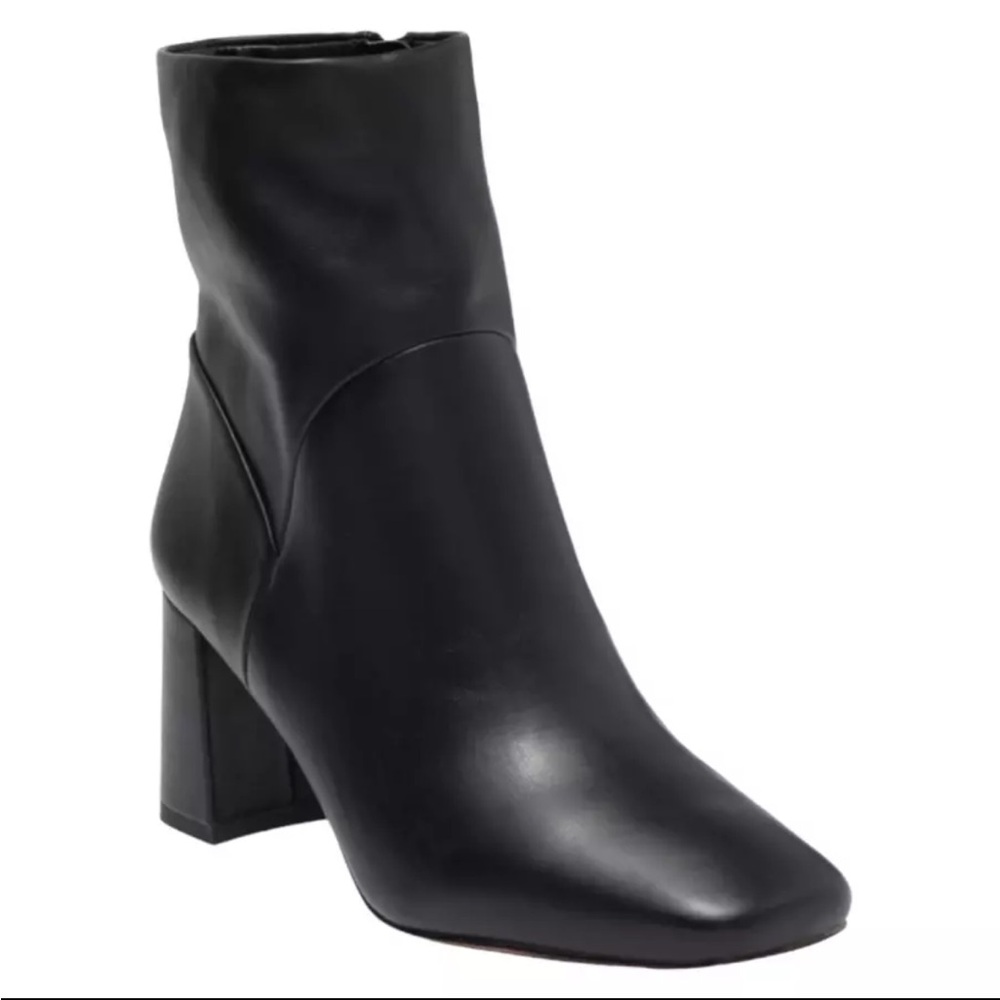 Nordstrom Rack Booties Womens Size 6 Black Faux Leather Block Heel Naja Boot